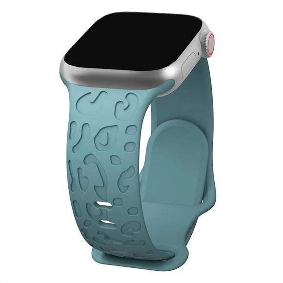 NEW STRAWBERRY AVOCADOS iwatch leopard laser cut silicone band in teal - Picture 2 of 3